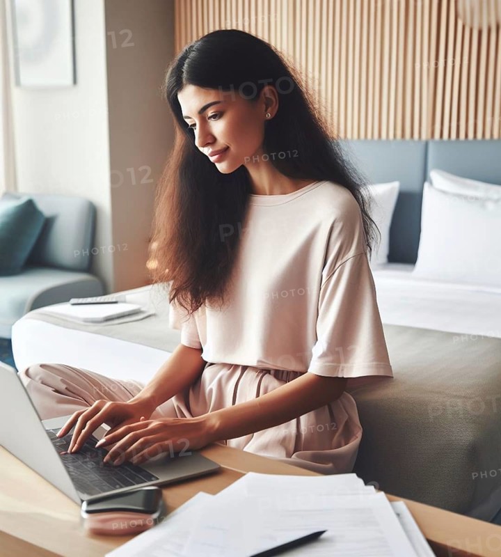 Young bossy Mixed-race manager trader woman wearing pink dress