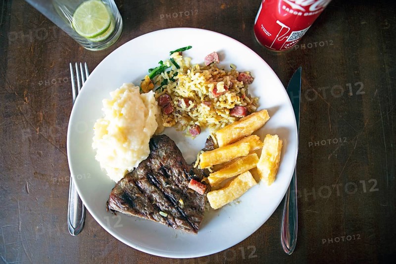 Grilled alcatra or rump steak with sweet potatoes