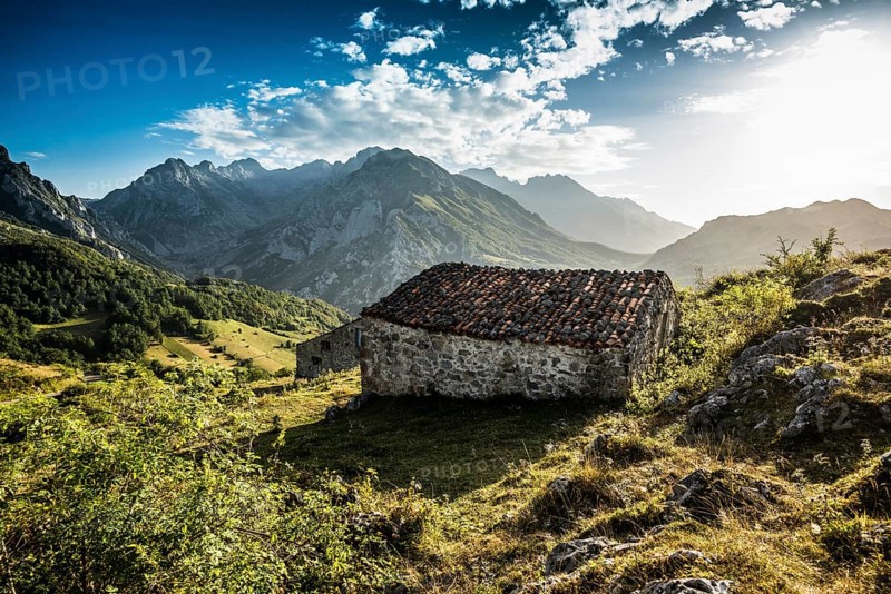 Alpine huts and mountains