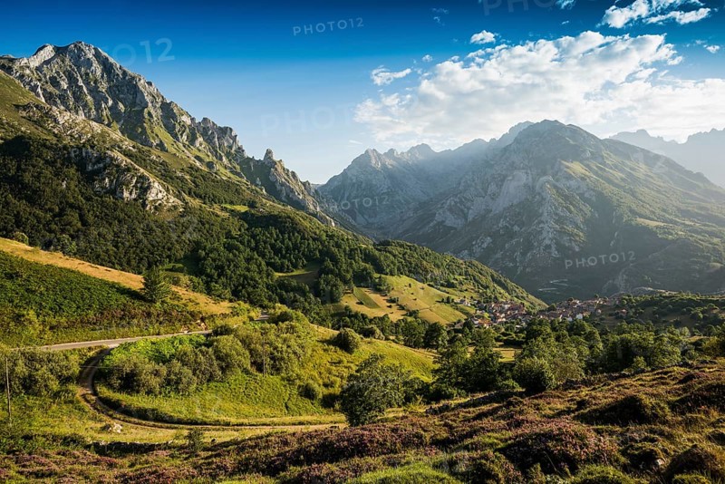 Village and mountains