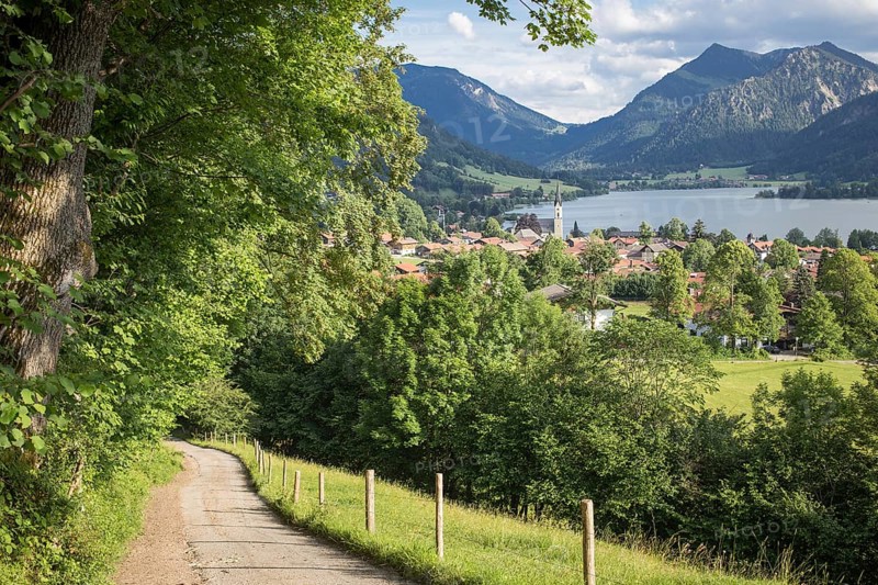 View of Schliersee from the Schlierseer Höhenweg in summer
