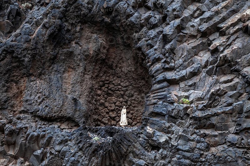 Madonna figure in volcanic rock