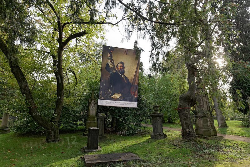 Banner with portrait of Johann Peter Hasenclever