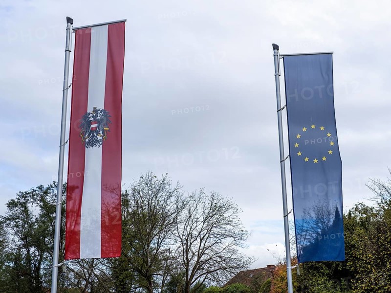 Flags of Austria and the EU