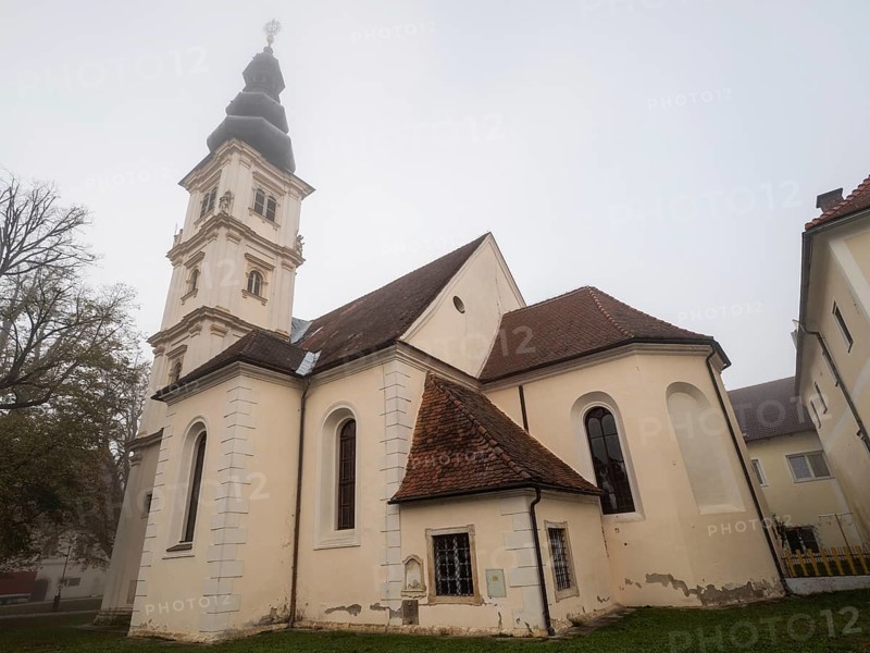 Maria Hilf Church of Our Lady in the morning mist