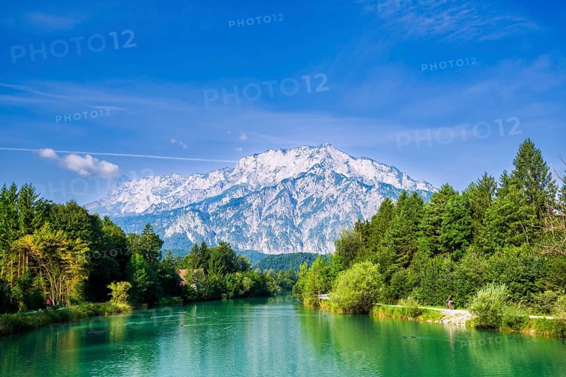 Königsseeache in front of Berchtesgaden Alps