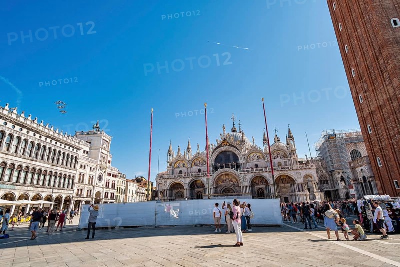 Aerobatic Squadron Frecce Tricolori over St. Mark's Basilica