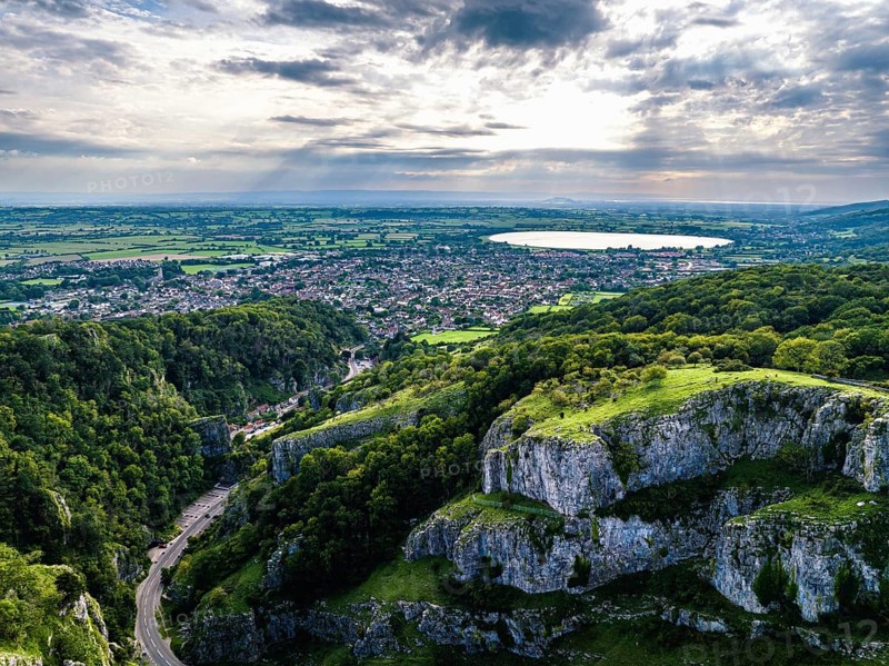 Cliff Road and valey in Cheddar Gorge and Caves