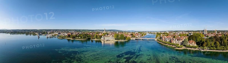 Aerial panorama of Lake Constance and the Seerhein