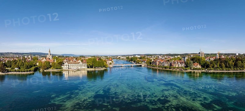 Aerial panorama of Lake Constance and the Seerhein