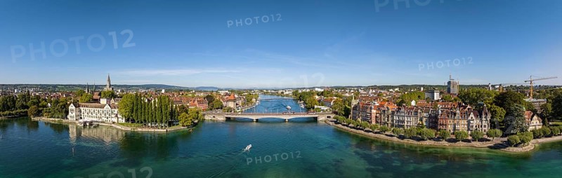 Aerial panorama of Lake Constance and the Seerhein