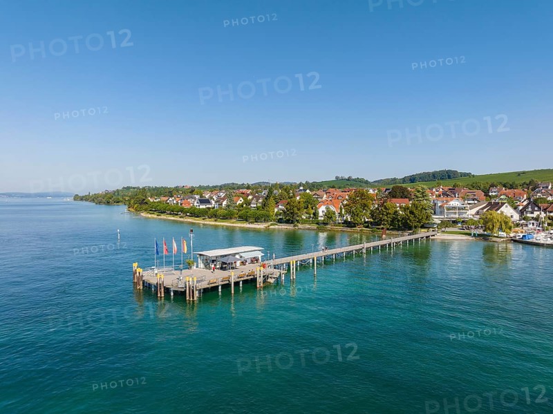 Aerial view of the Lake Constance municipality of Hagnau with the jetty