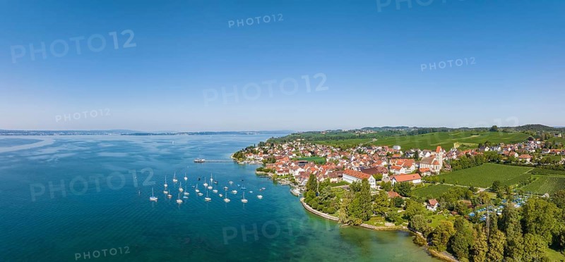 Aerial panorama of the Lake Constance municipality of Hagnau