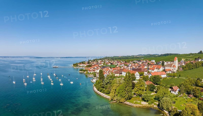 Aerial panorama of the Lake Constance municipality of Hagnau