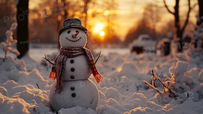 Snowman in a winter landscape