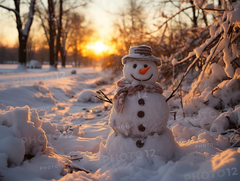 Snowman in a winter landscape