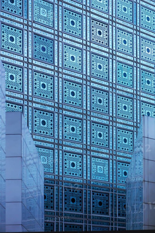 Decorative glass façade of the Arab World Institute