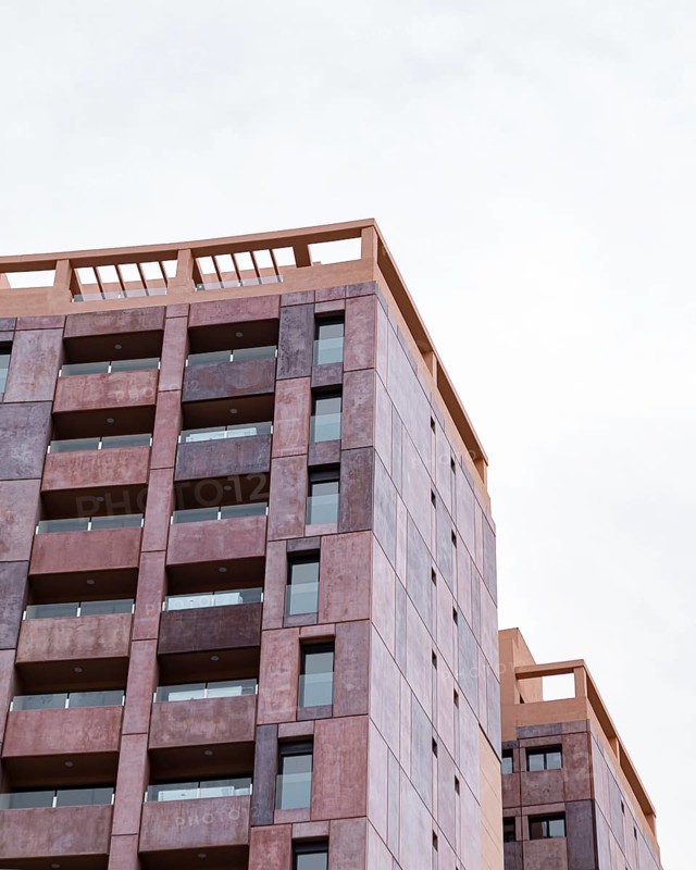 Architectural apartment building city with copy space