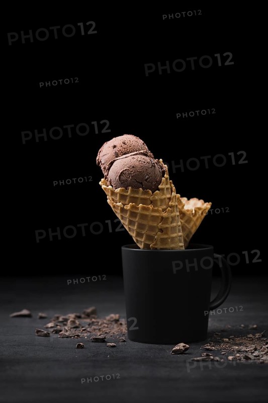 Cones with ice cream cup table