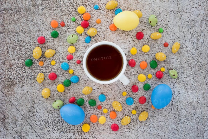Cup tea mix candies eggs