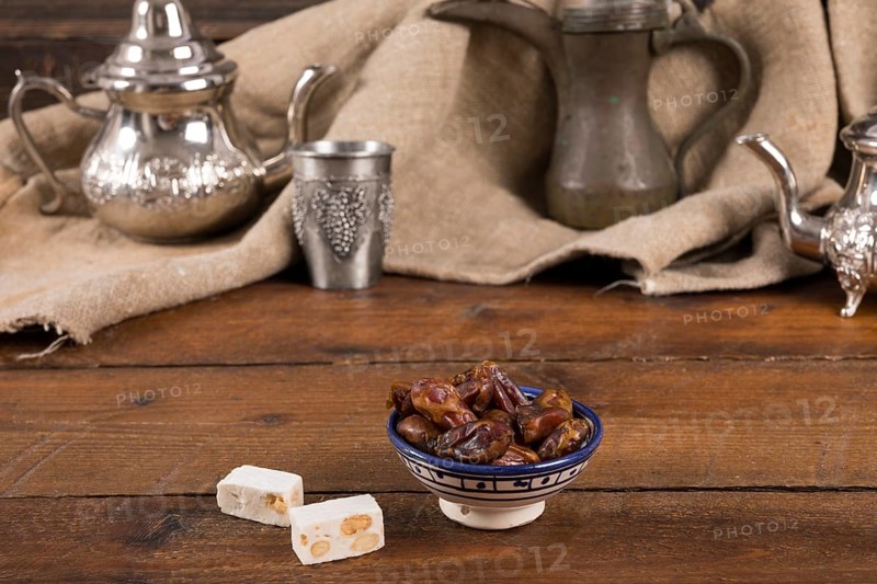 Dates fruit with turkish delight table