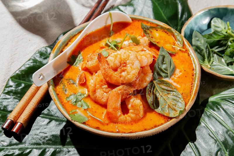 Delicious shrimp dish high angle