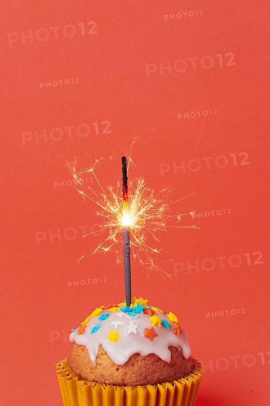 Front view sweet birthday cupcake