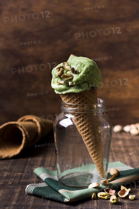 Tasty homemade gelato with pistachio