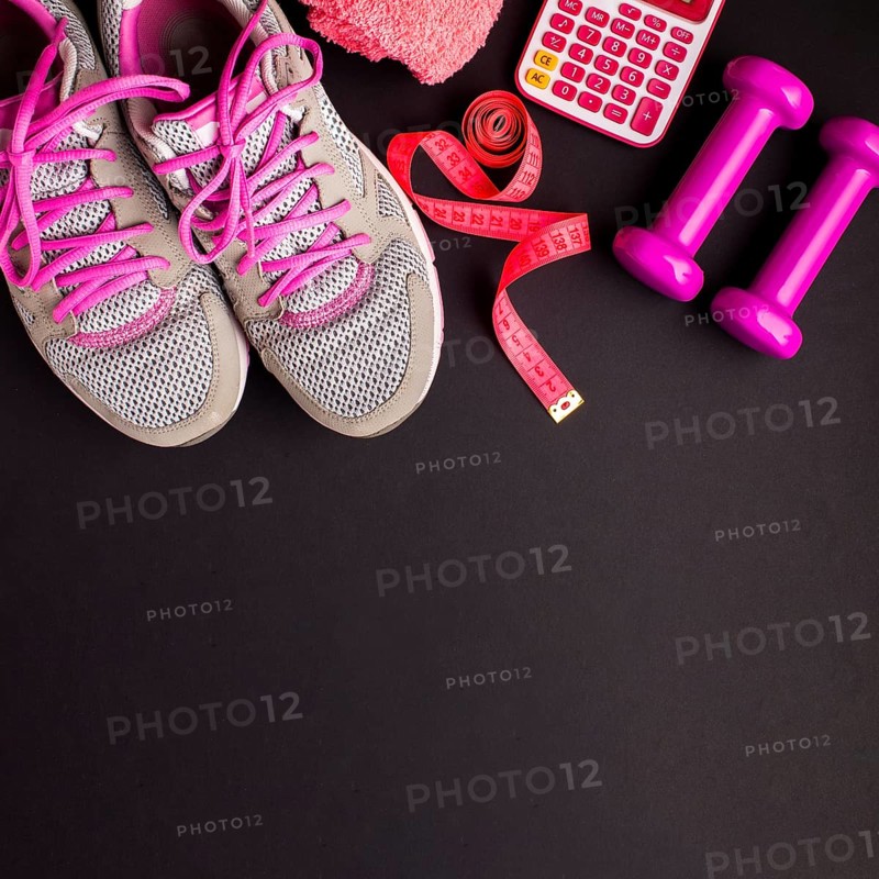View frame with grey running shoes