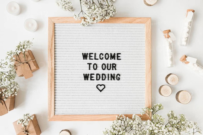Welcome message decoration weddings white background