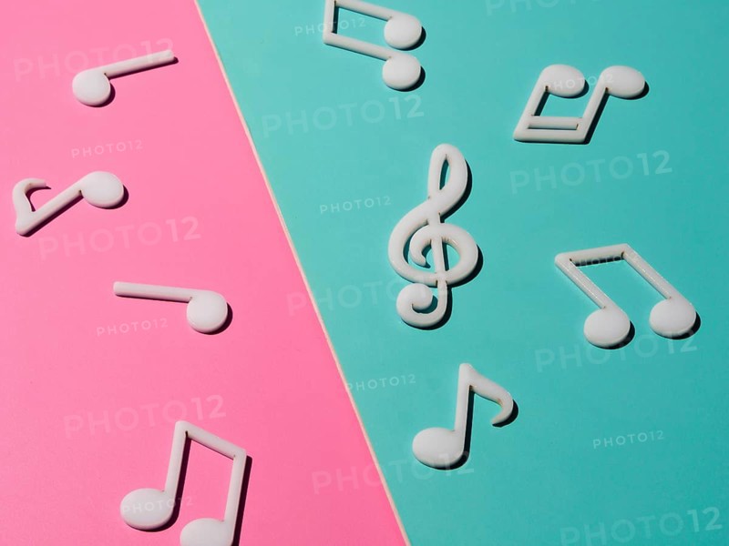 White musical notes bright colorful background