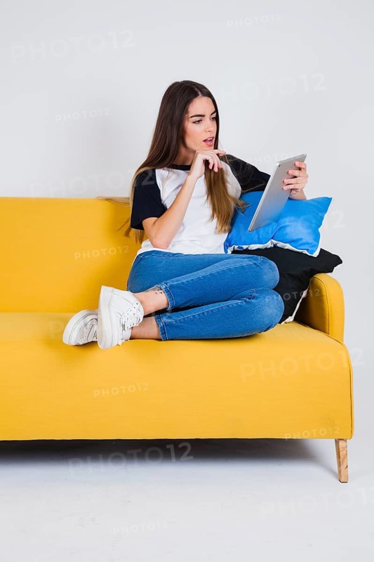 Young girl watching interesting information