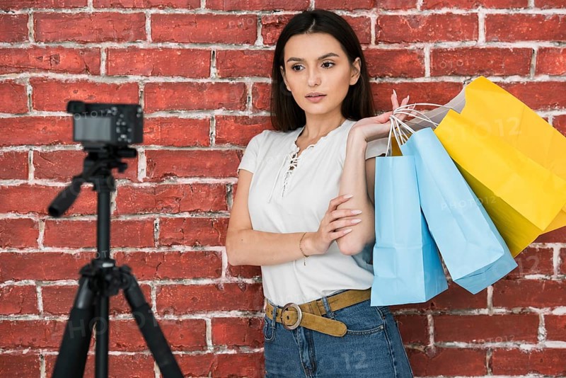 Young woman doing commercial