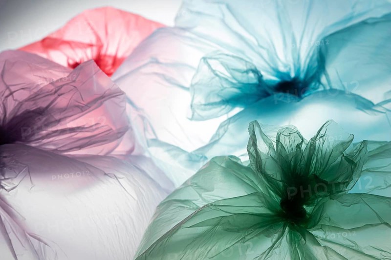 Assortment different colored plastic bags