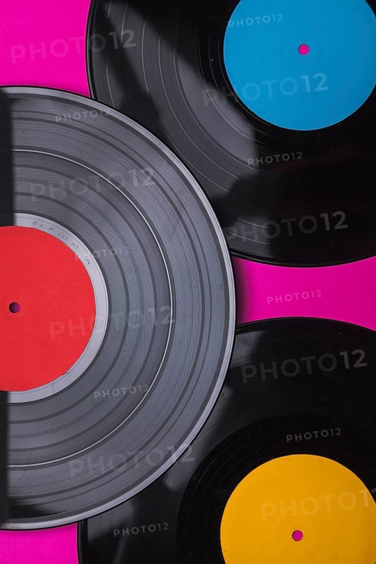 Close up vinyl records