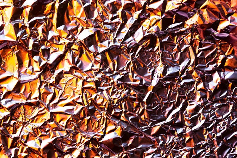 Crumpled copper aluminium foil background