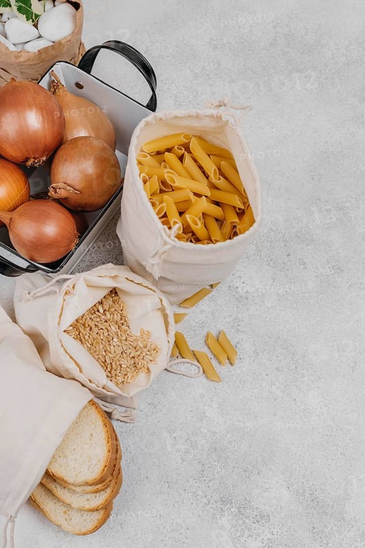 Flat lay pantry food ingredients