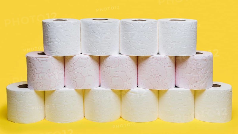 Front view rows toilet paper