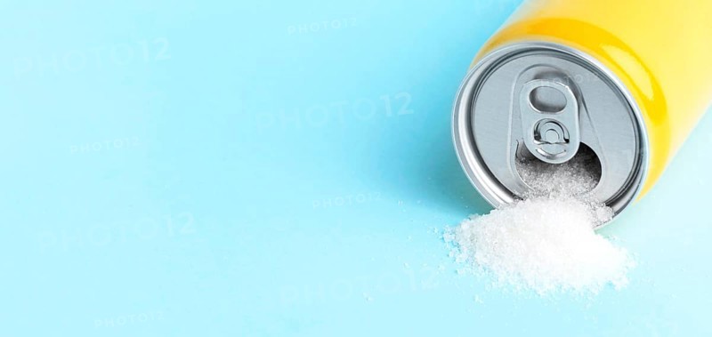 High angle can with sugar copy space
