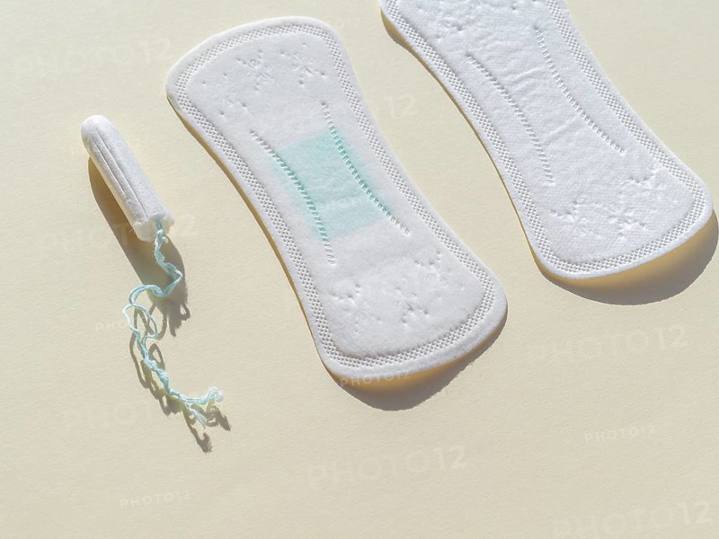 High view various sanitary napkins tampon