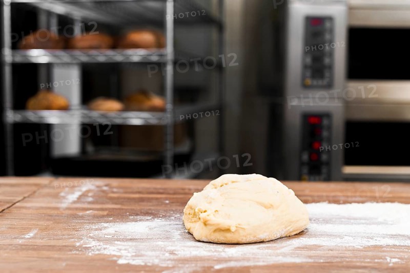 Kneaded dough with flour table bakery