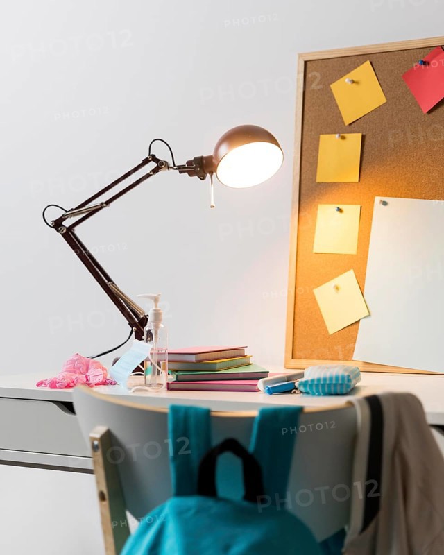 School supplies arrangement kid room