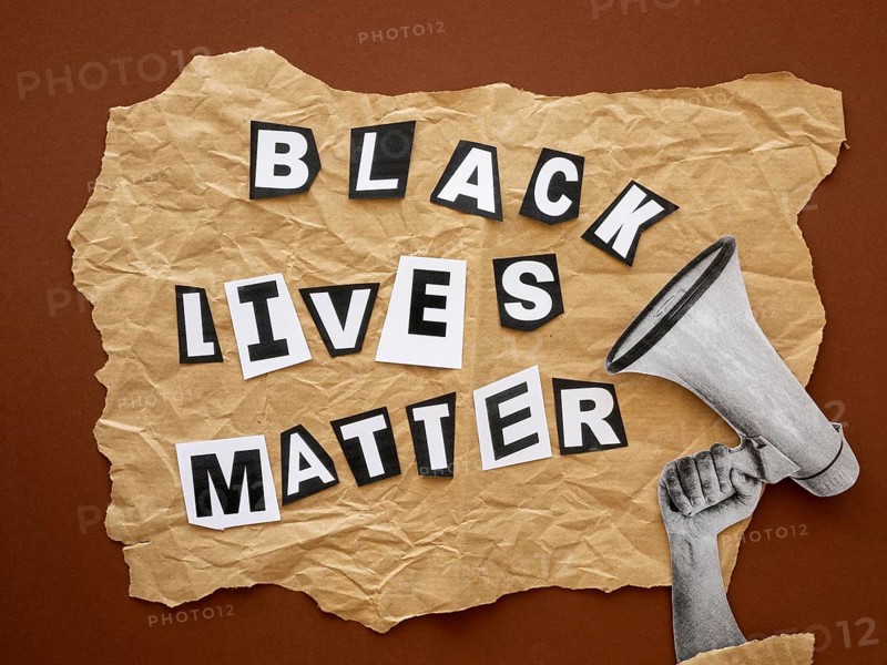 Top view black lives matter awareness