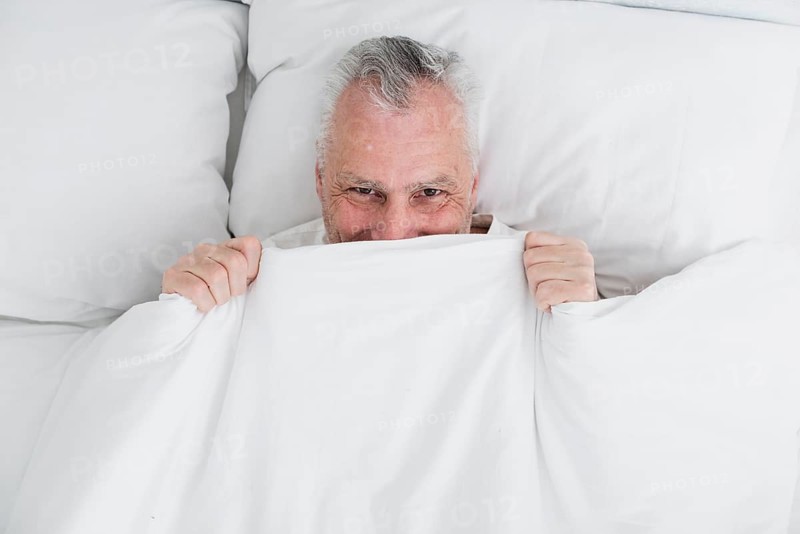 Top view elder man sleeping