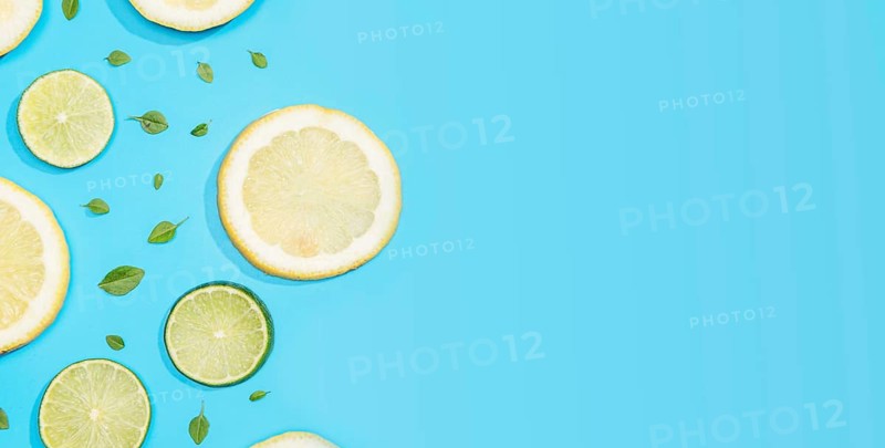 Top view lemon lime with copy space