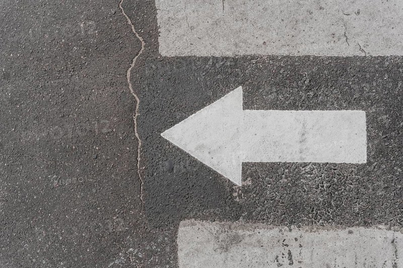 Top view road sign with arrow