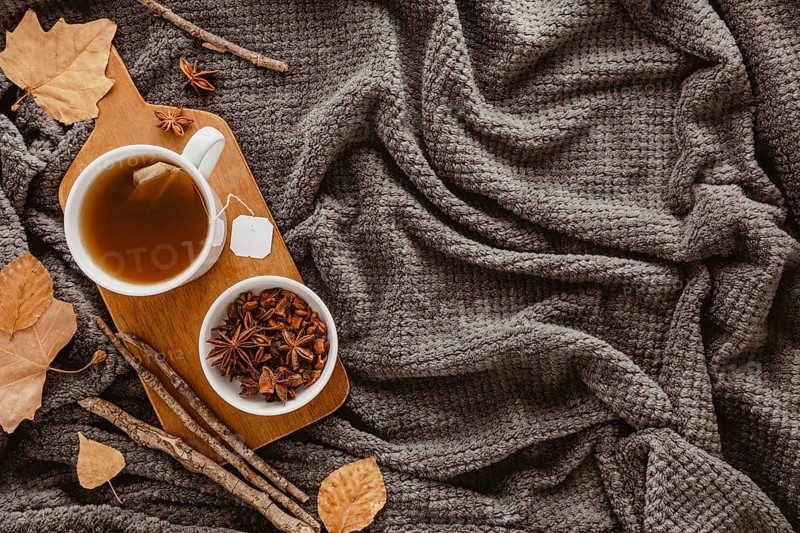 Top view tea star anise board