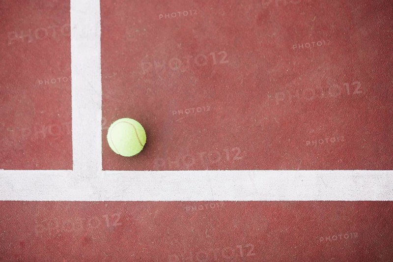 Top view tennis ball corner field