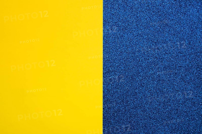 Yellow cardboard paper blue carpet