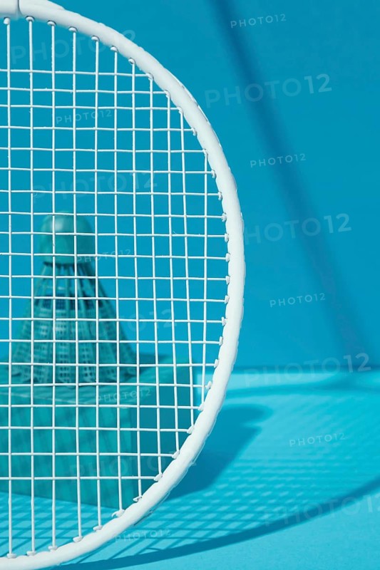 Badminton racket blue shuttlecock